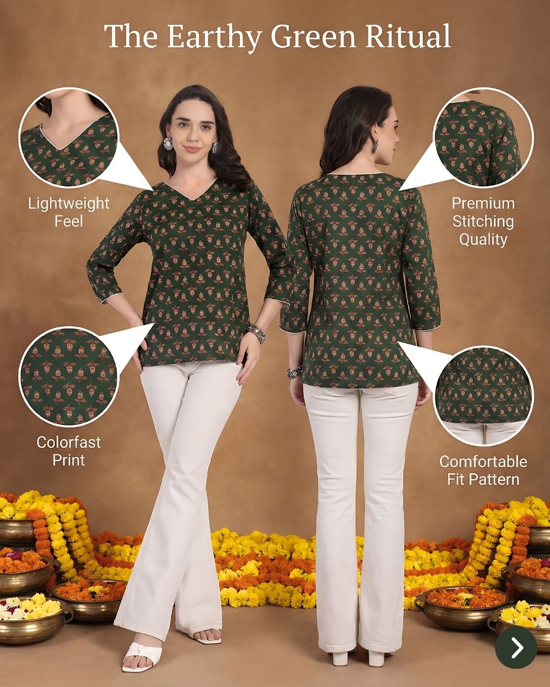 Short Kurti with 3/4 sleeve