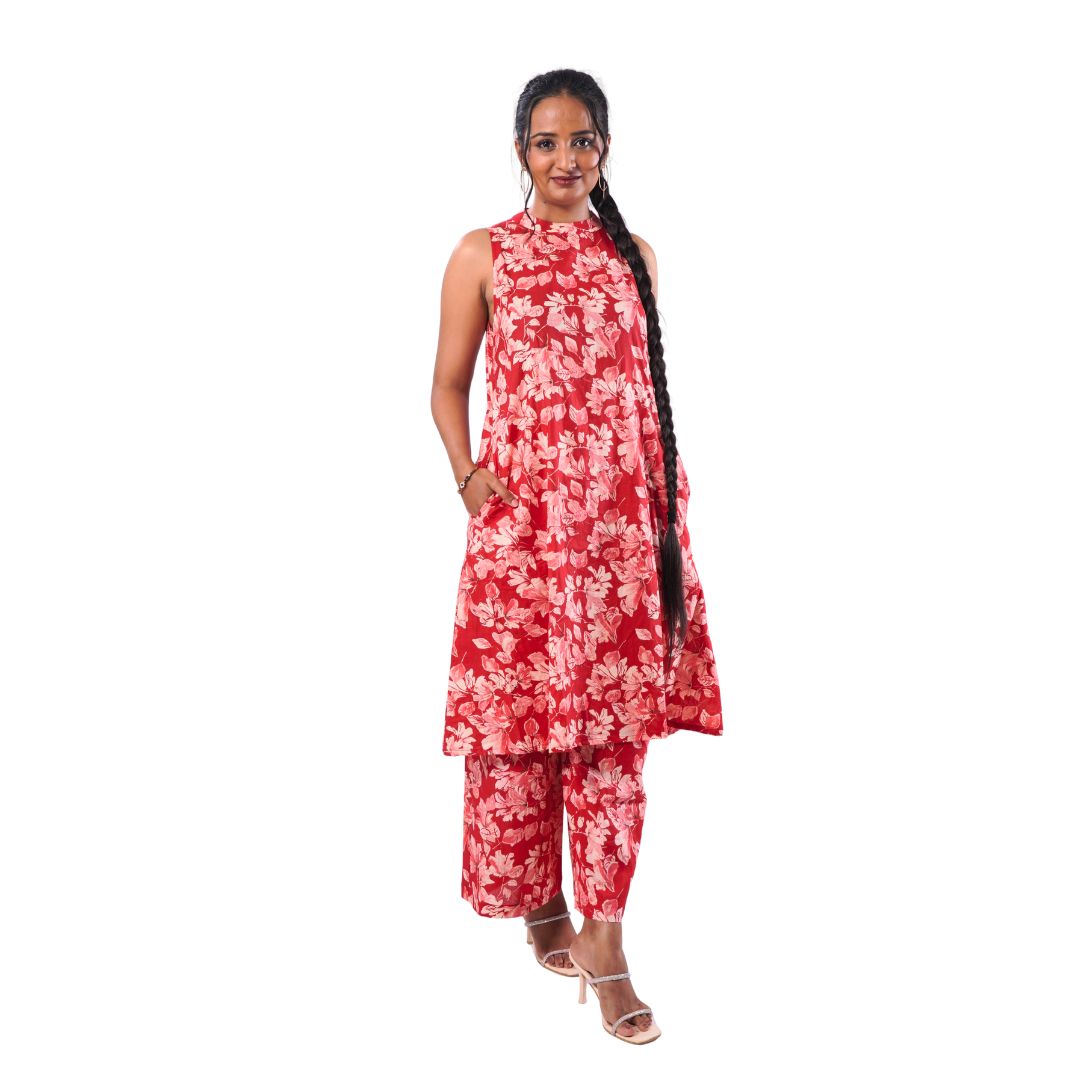 Printed Co-ord Set - RED
