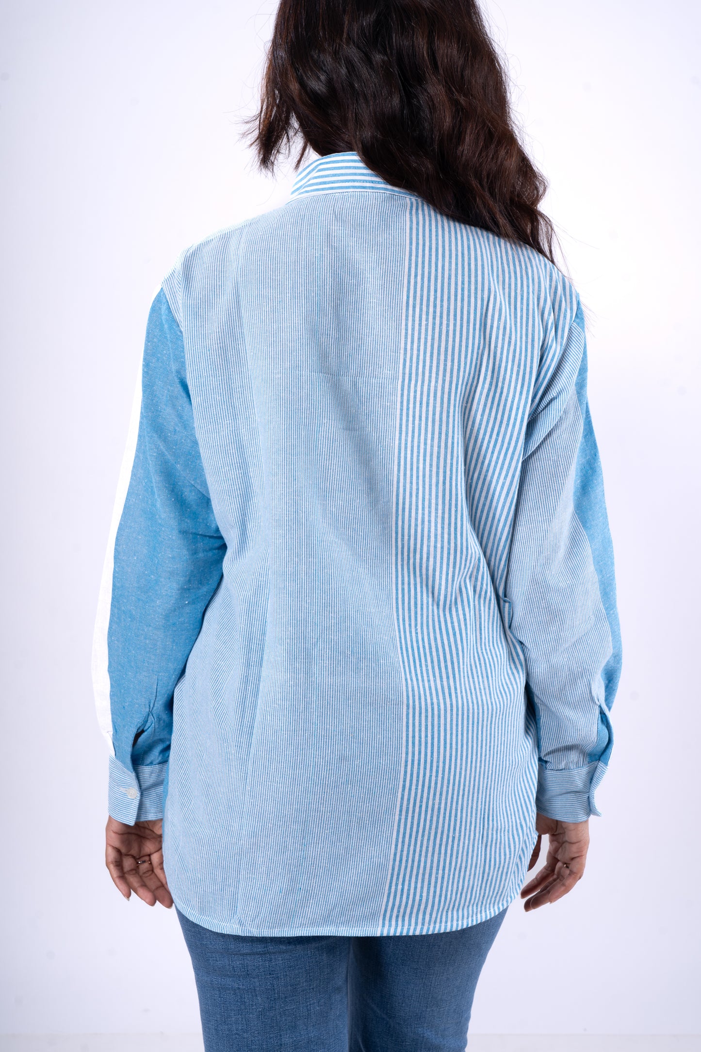 Oversized Shirts - Ivory White & Sky Blue