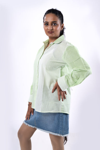 Oversized Shirts - Ivory White & Mint Green