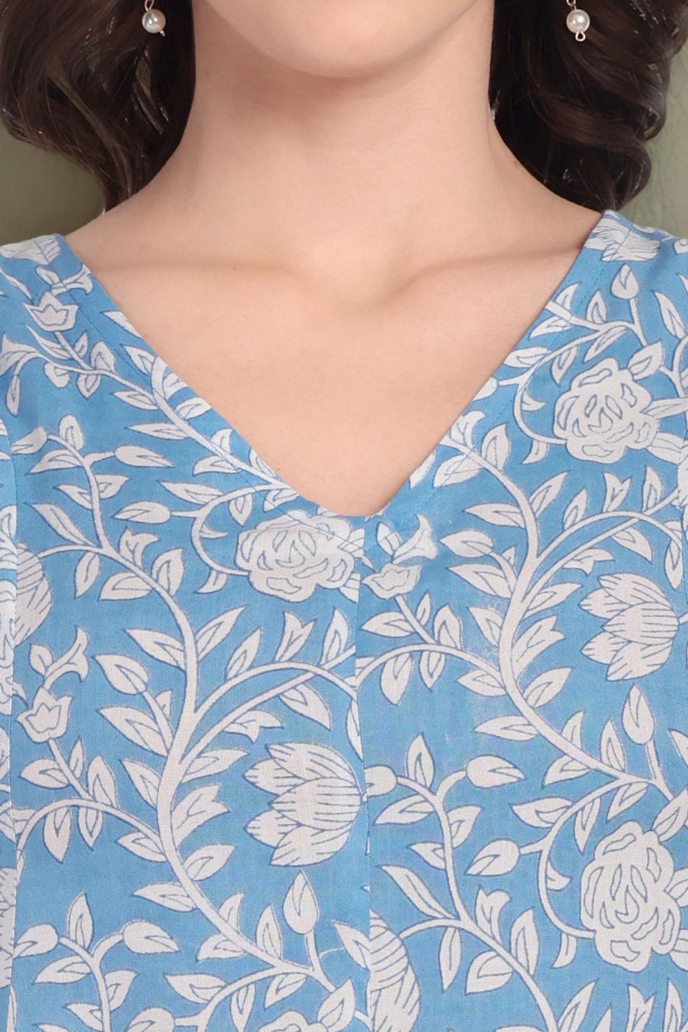 Floral A-Line Dress – Brown Cotton Cambric