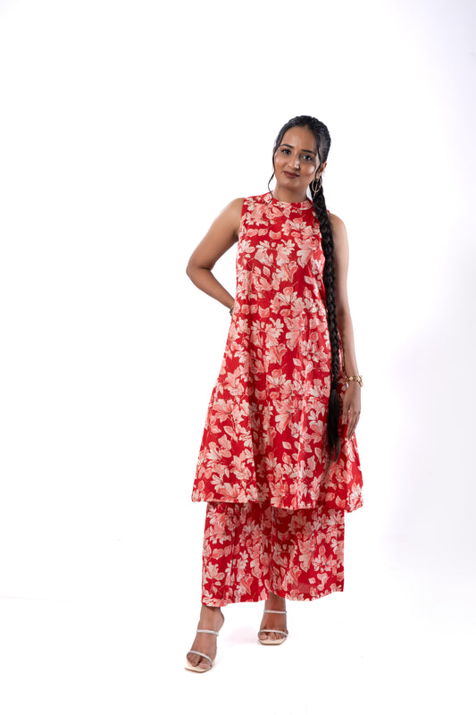 Printed Co-ord Set - RED