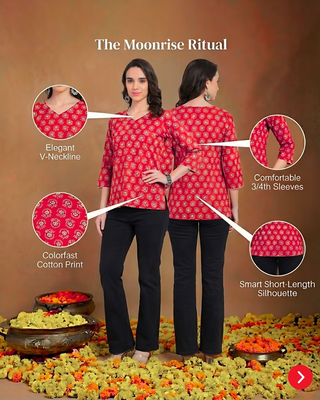 Short Kurti with 3/4 sleeve