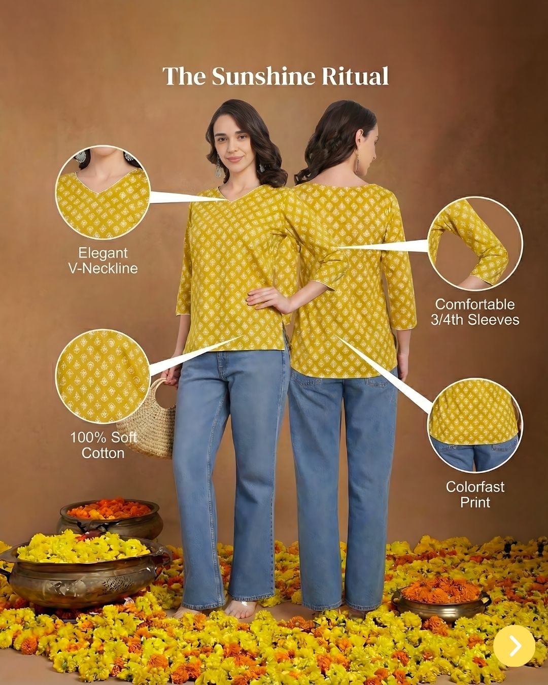 Short Kurti with 3/4 sleeve